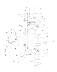 Fabricated Deck Spindle Assembly 60-Inch Diagram and Parts List for M60-KW LC-53CB5GFX750-29HP-DFI-OHV-LC Cub Cadet Lawn Tractor